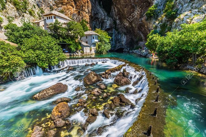 Sunny Herzegovina: Mostar, Kravice Waterfalls & 4 Cities Tour - Blagaj Tekija beside the Buna spring